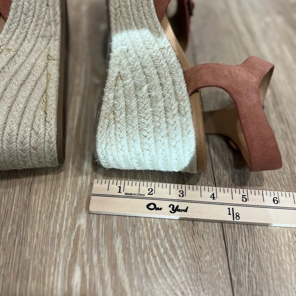 LUCKY BRAND NWOB NAVEAH Suede ankle strap wedge espadrille in canyon rose